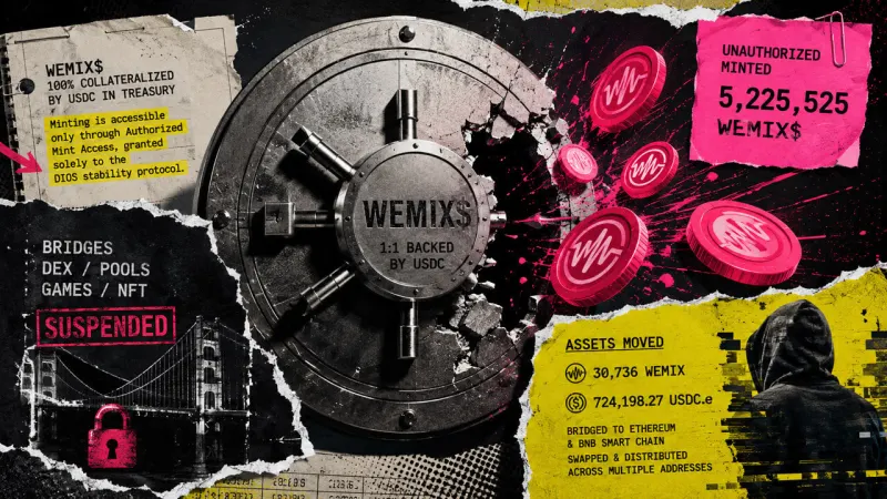Hackers Mint 5.2M Fake Stablecoins, Forcing WEMIX to Freeze Network