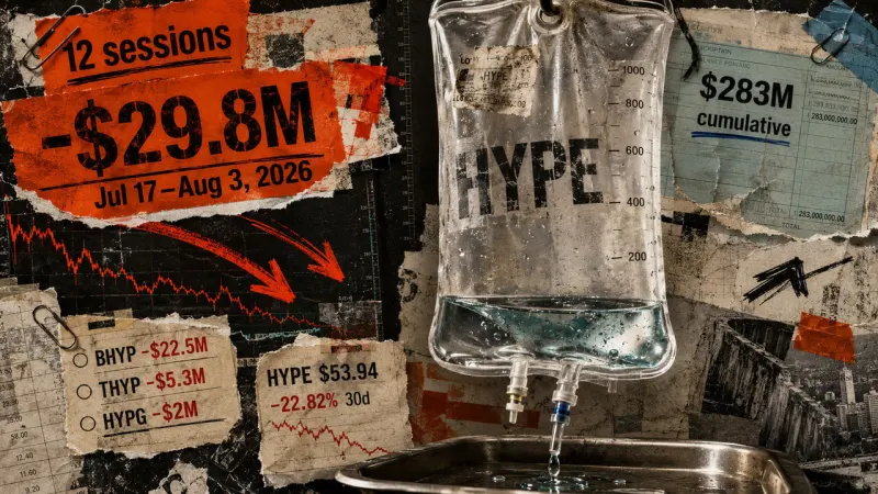 HYPE ETFs Hit 12-Day Inflow Drought as $30M Flees Funds