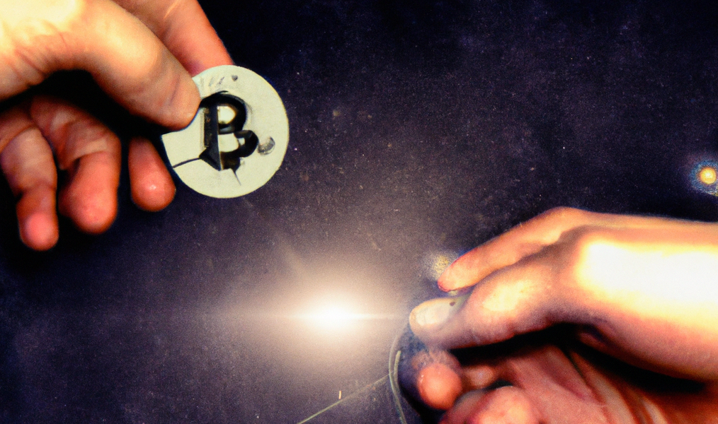 Cryptocurrency is transferred from hand to hand